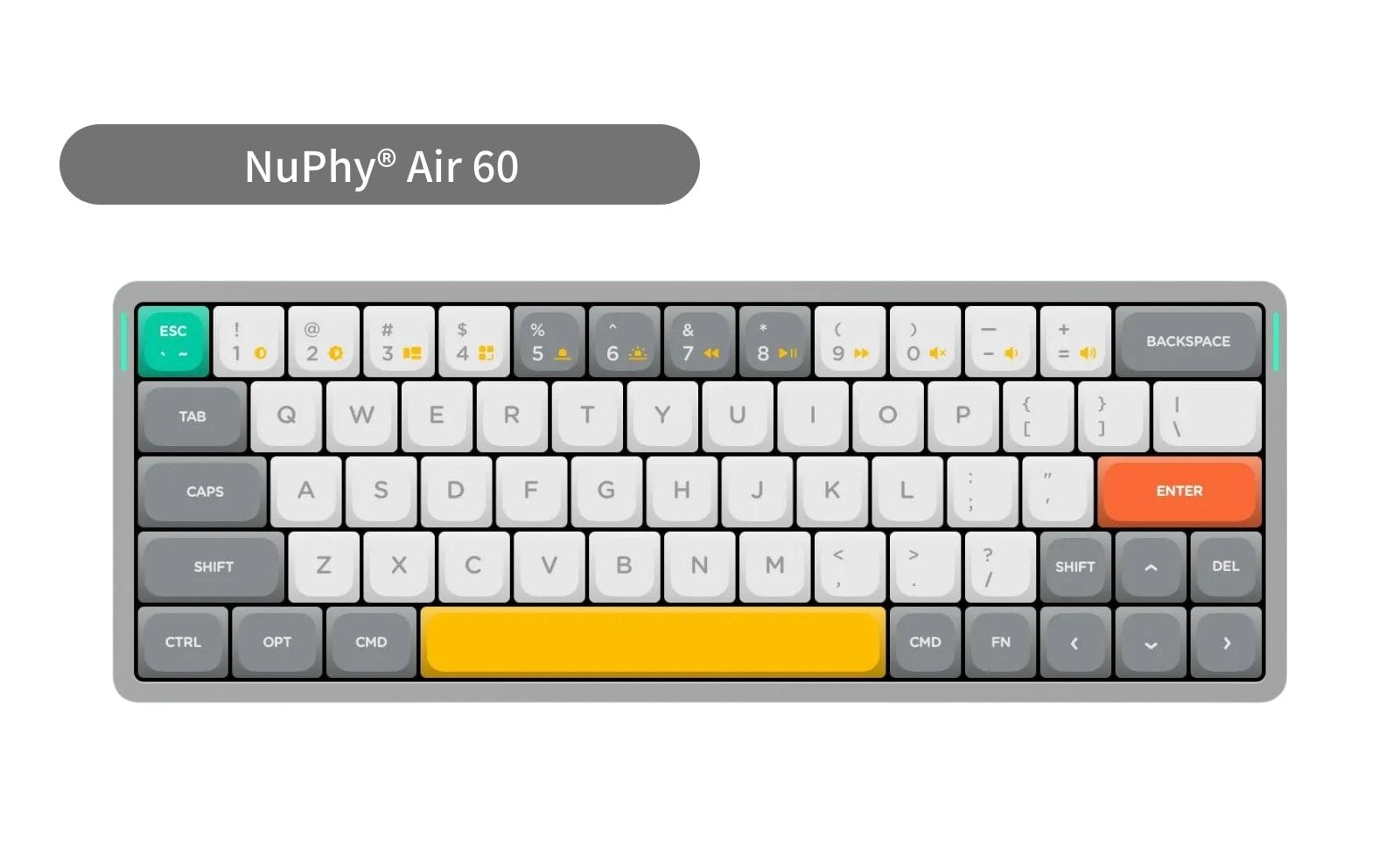 NuPhy Air 60レビュー。ラップトップパソコンの上でも使える省スペース