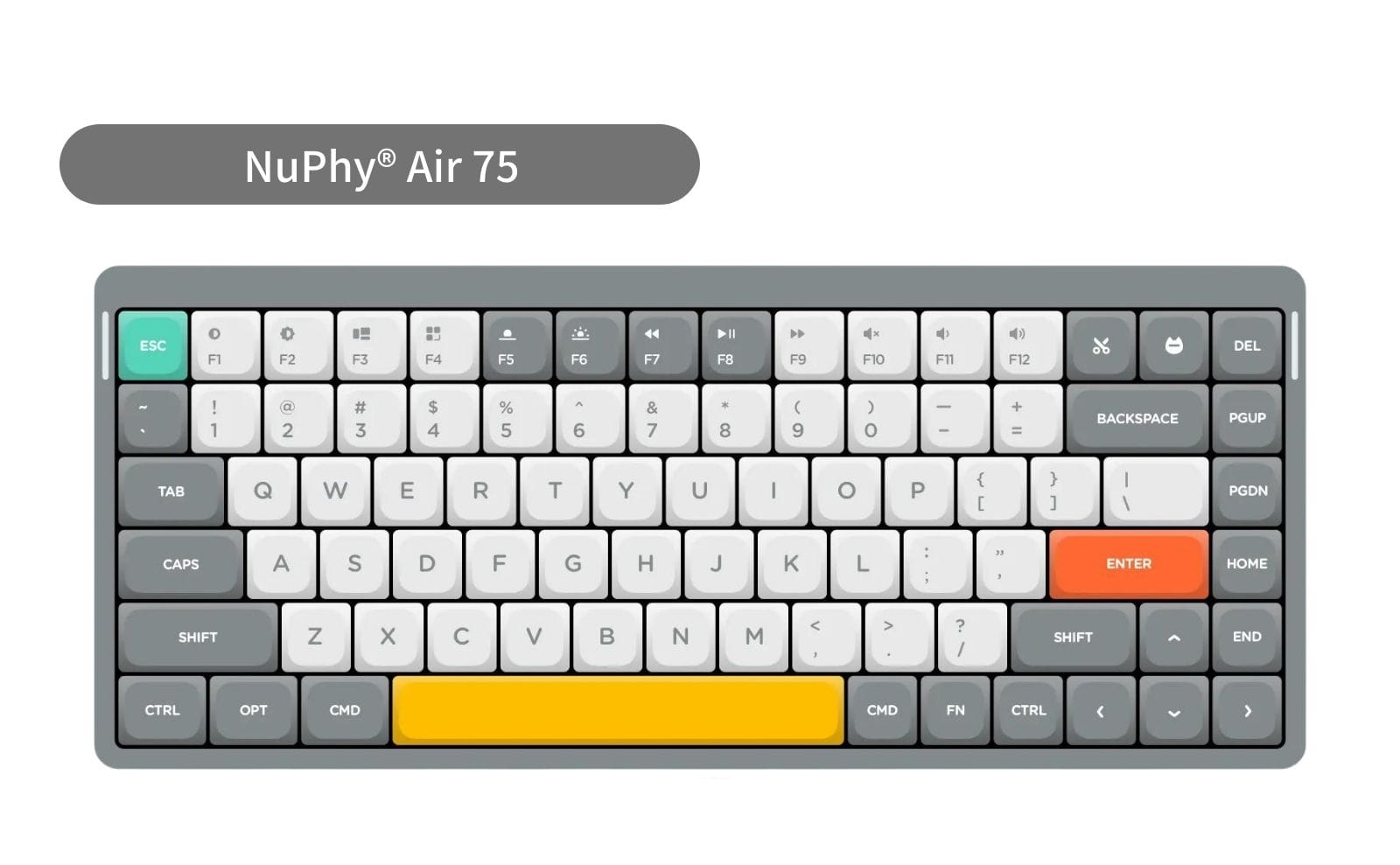 薄型メカニカルキーボードNuphy Air 75 V1 茶軸 ロープロファイル 