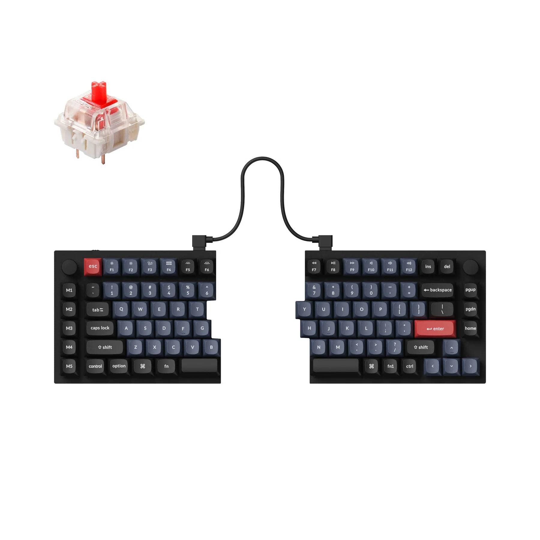 Keychron Q11 QMK VIA 75 percent split custom mechanical keyboard full aluminum frame for Mac Window Linux fully assembled knob black Gateron G pro switch red 1800x1800 1