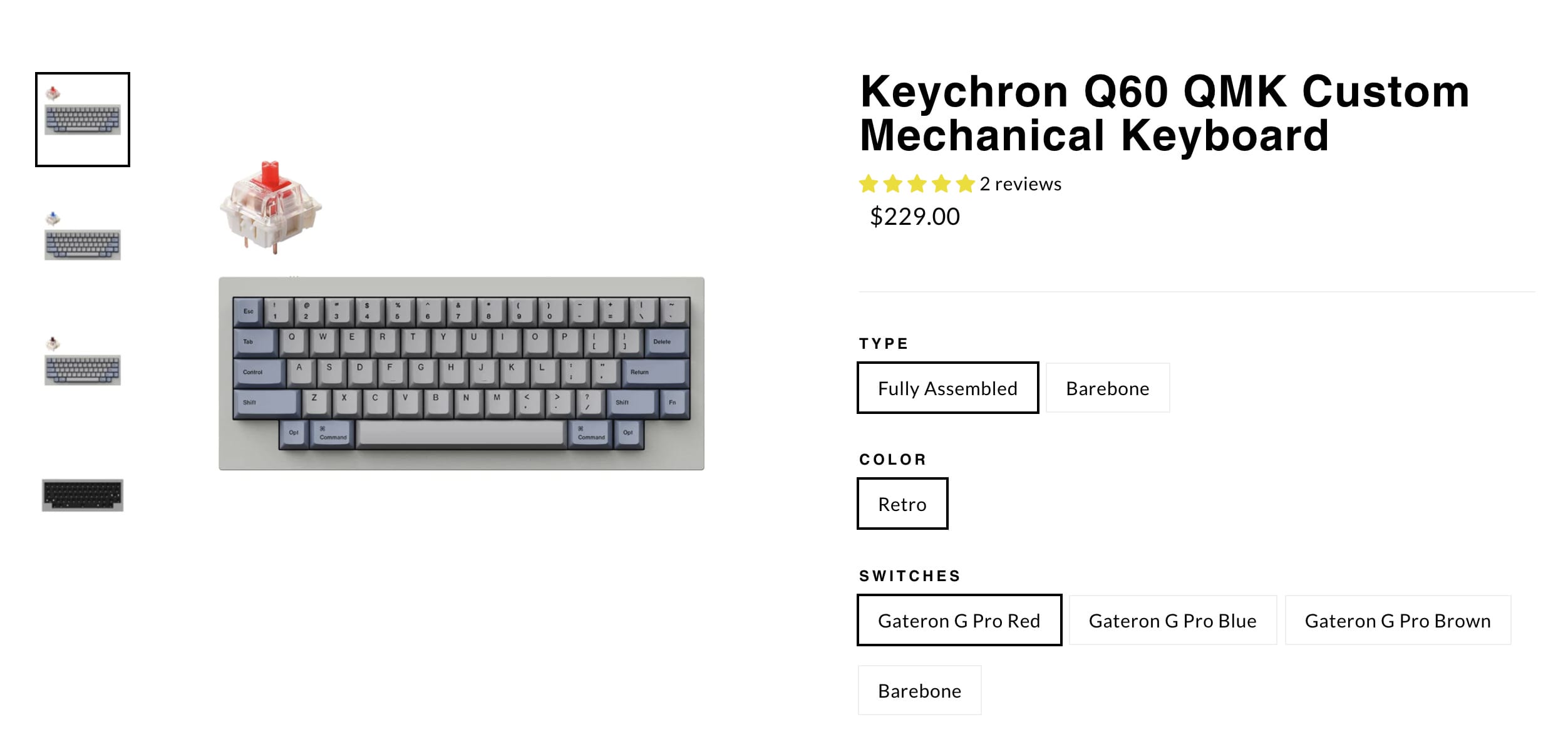 Keychron Q60 US配列 ベアボーン - PC周辺機器