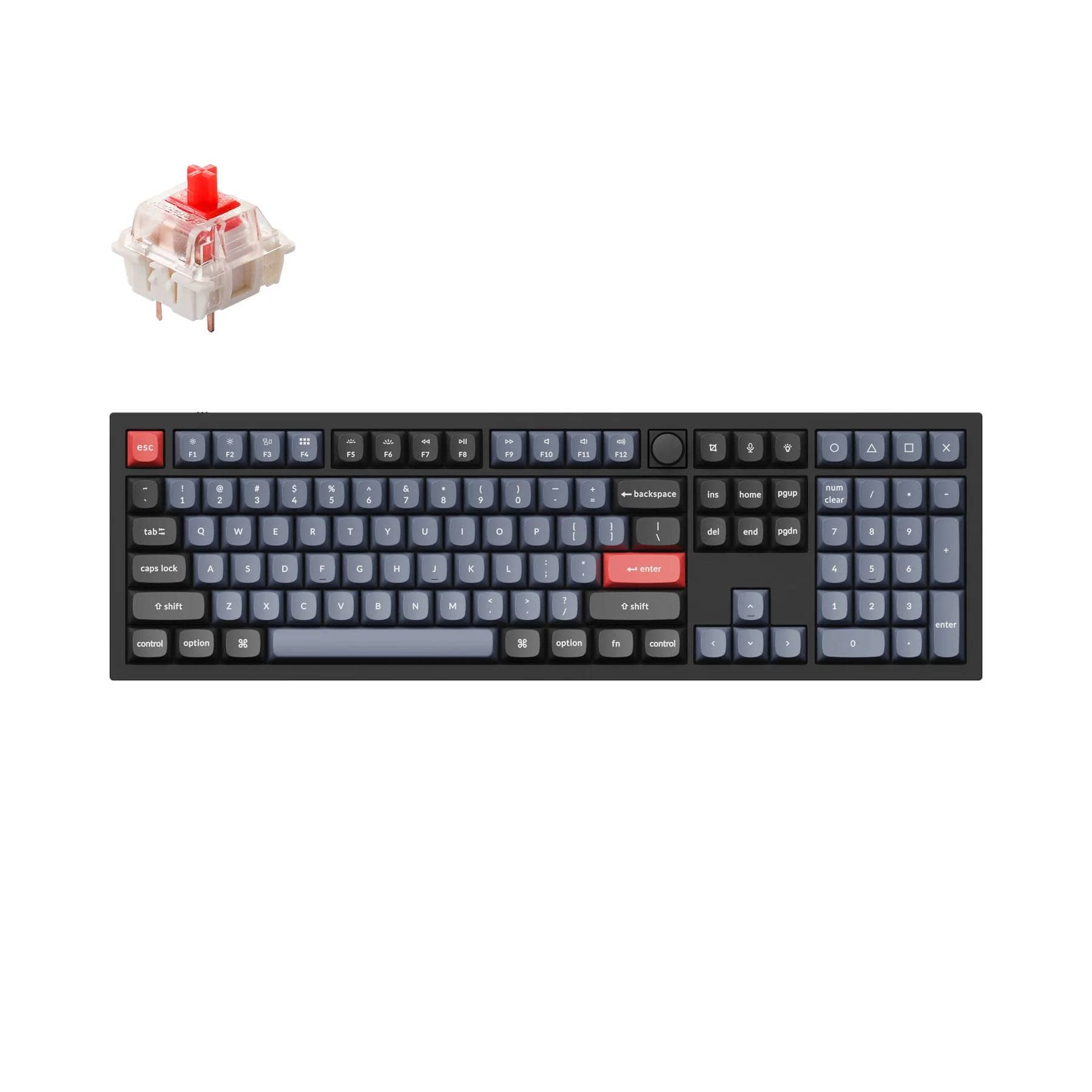 Keychron Q6 QMK VIA custom mechanical keyboard full size layout full aluminum black frame knob for Mac Windows with hot swappable Gateron G Pro switch red Q6