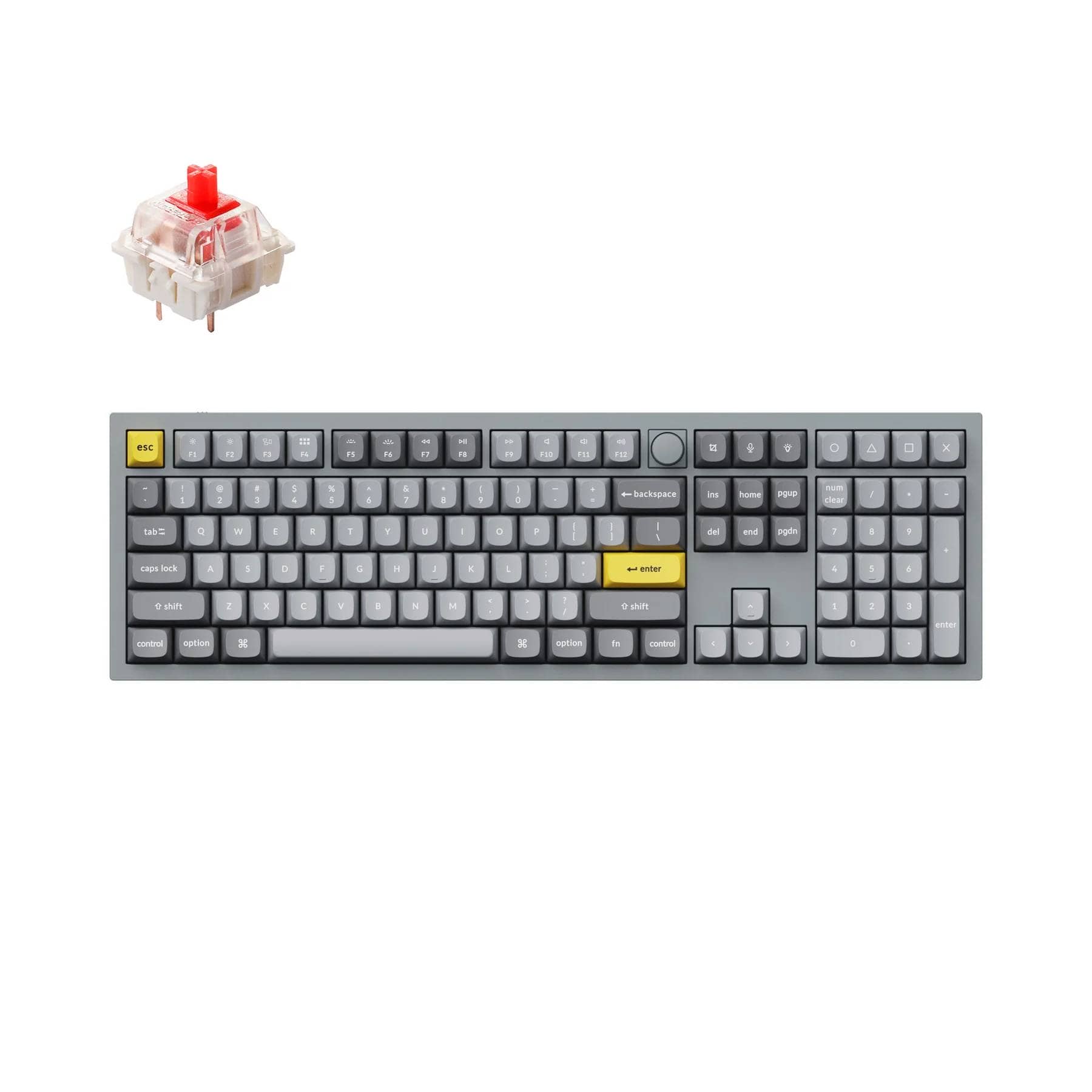 Keychron Q6 QMK VIA custom mechanical keyboard full size layout full aluminum grey frame knob for Mac Windows with hot swappable Gateron G Pro switch red Q6
