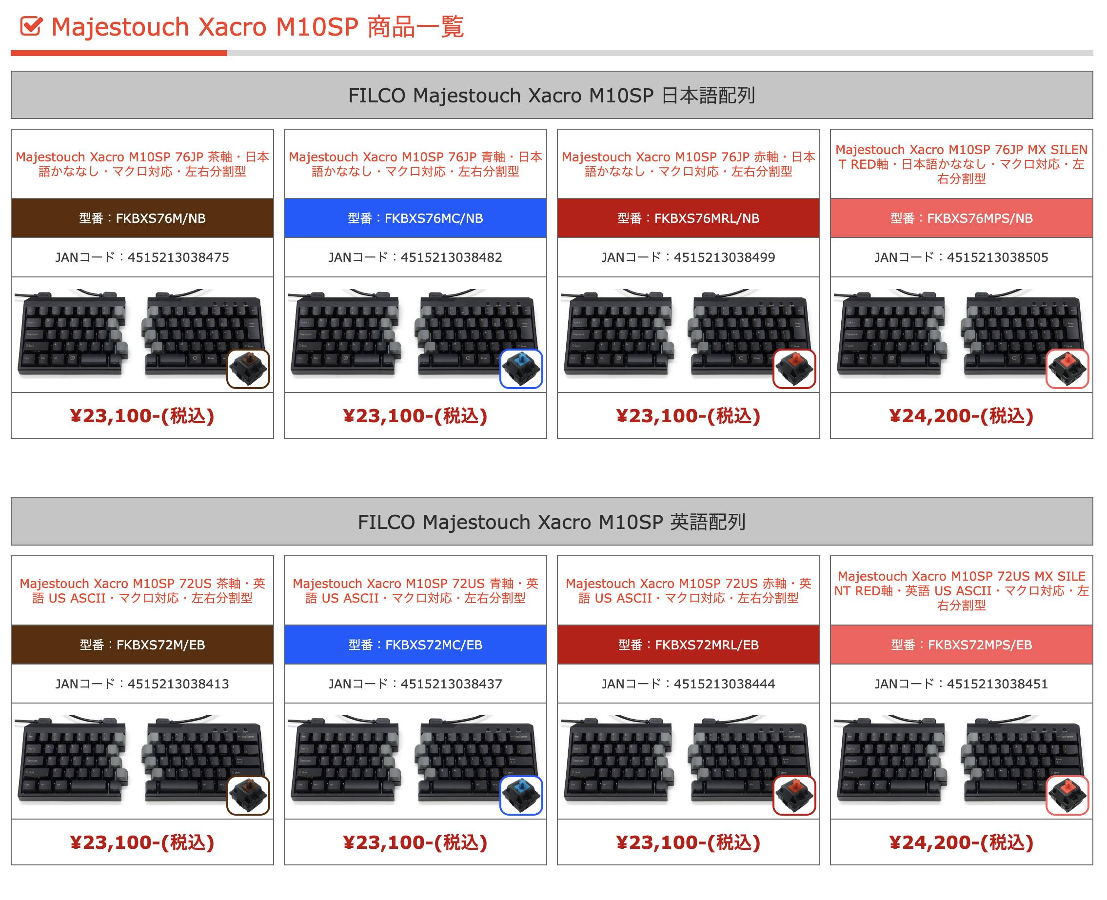 FILCOから初の分割キーボード「Majestouch Xacro M10SP」が発売される