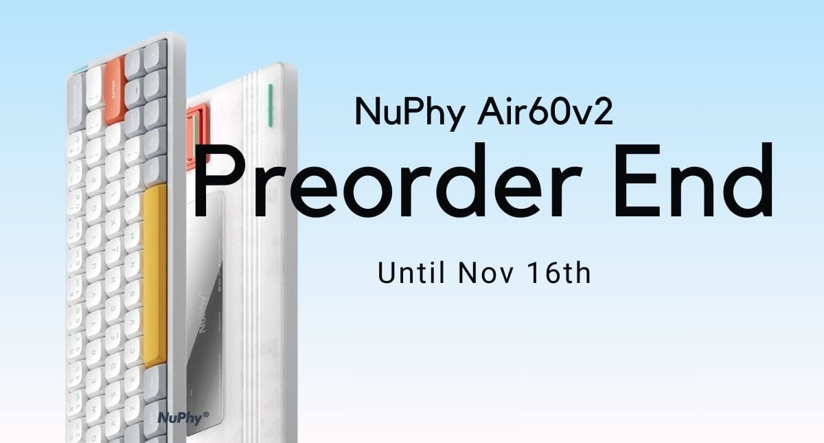 NuPhy Air60v2の予約販売の締切は11月16日まで