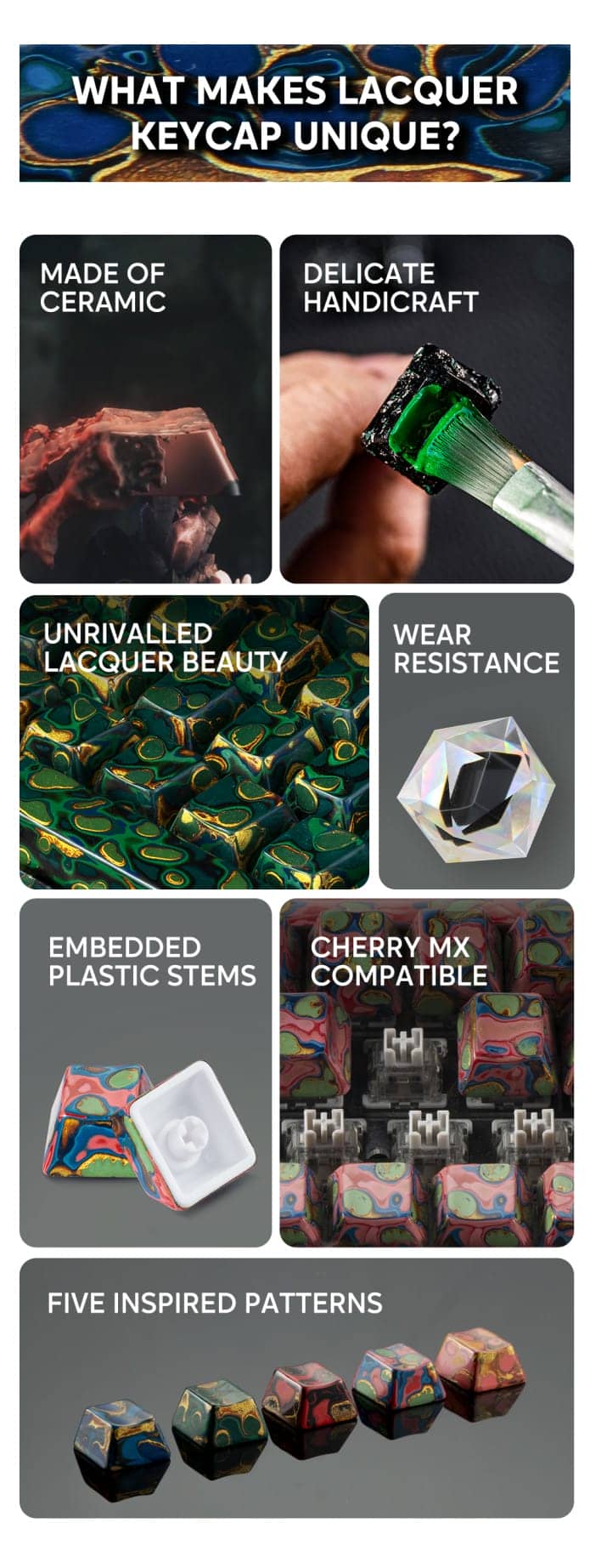 Cerakey launches crowdfunding for new color keycaps|Lacquered Ceramic Keycaps - Rhino-Skin Edition 2