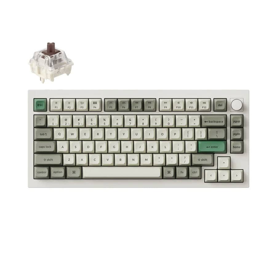 Keychron Q1 Max QMK VIA Wireless Custom Mechanical Keyboard 75 Layout Aluminum White Fully Assembled Knob for Mac Windows Linux Gateron Jupiter Brown