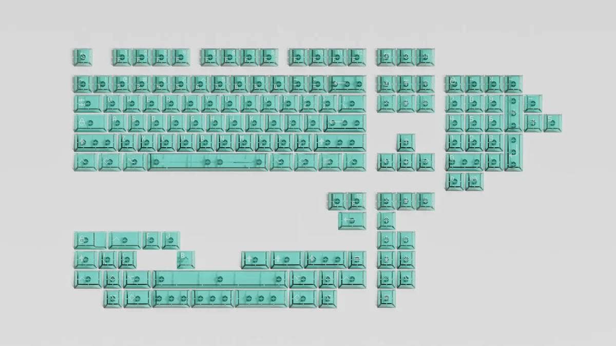 Asimov Cherry Profile Transparent Cyan Keycaps