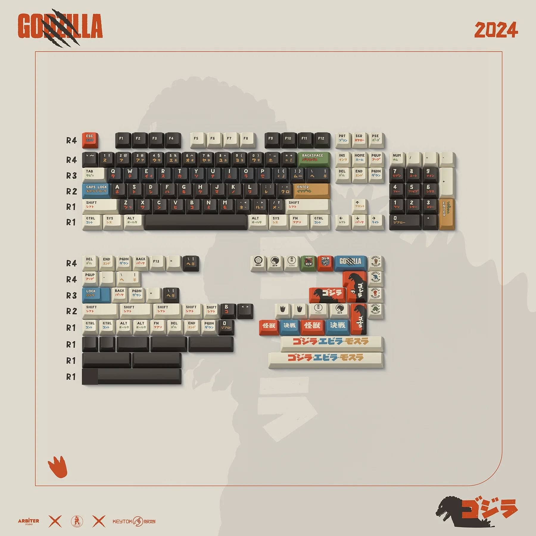 ついに出た!ロープロでステップスカルプチャードなキーキャップ「Berry Godzilla Keycap」 6