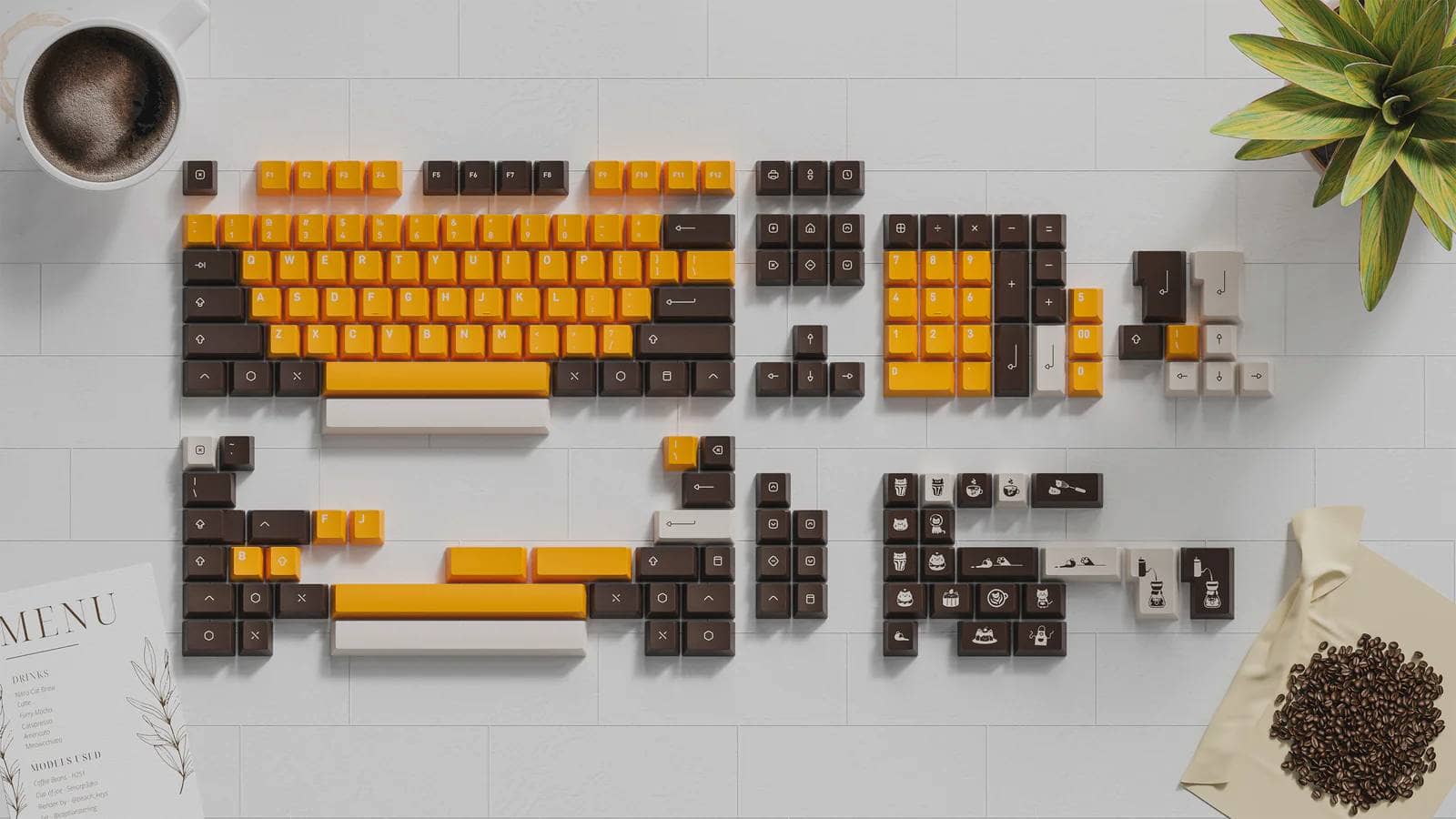 Keyreative Nekoccino ABS Cherry Profile Keycaps|コーヒーと猫好きにはたまらないキーキャップセット 4 Nekoccino ABS Cherry Profile Keycaps Base