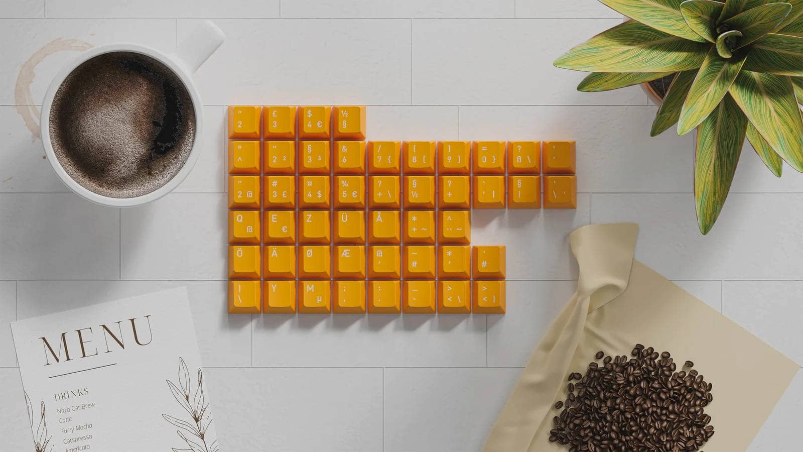 Keyreative Nekoccino ABS Cherry Profile Keycaps|コーヒーと猫好きにはたまらないキーキャップセット 5 Nekoccino ABS Cherry Profile Keycaps Nove