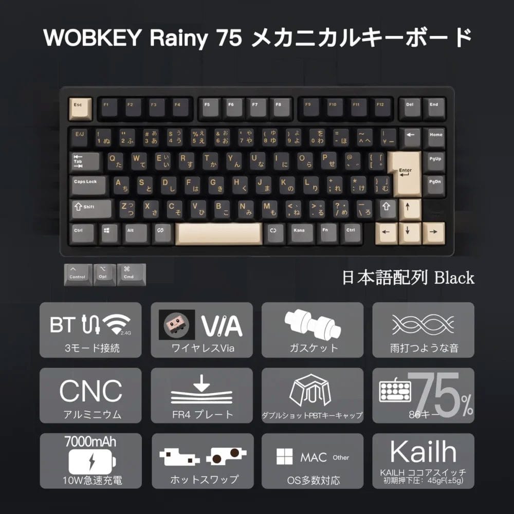 Rainy 75 Pro JIS(日本語配列) Blackの先行予約締め切り迫る｜1月14日まで
