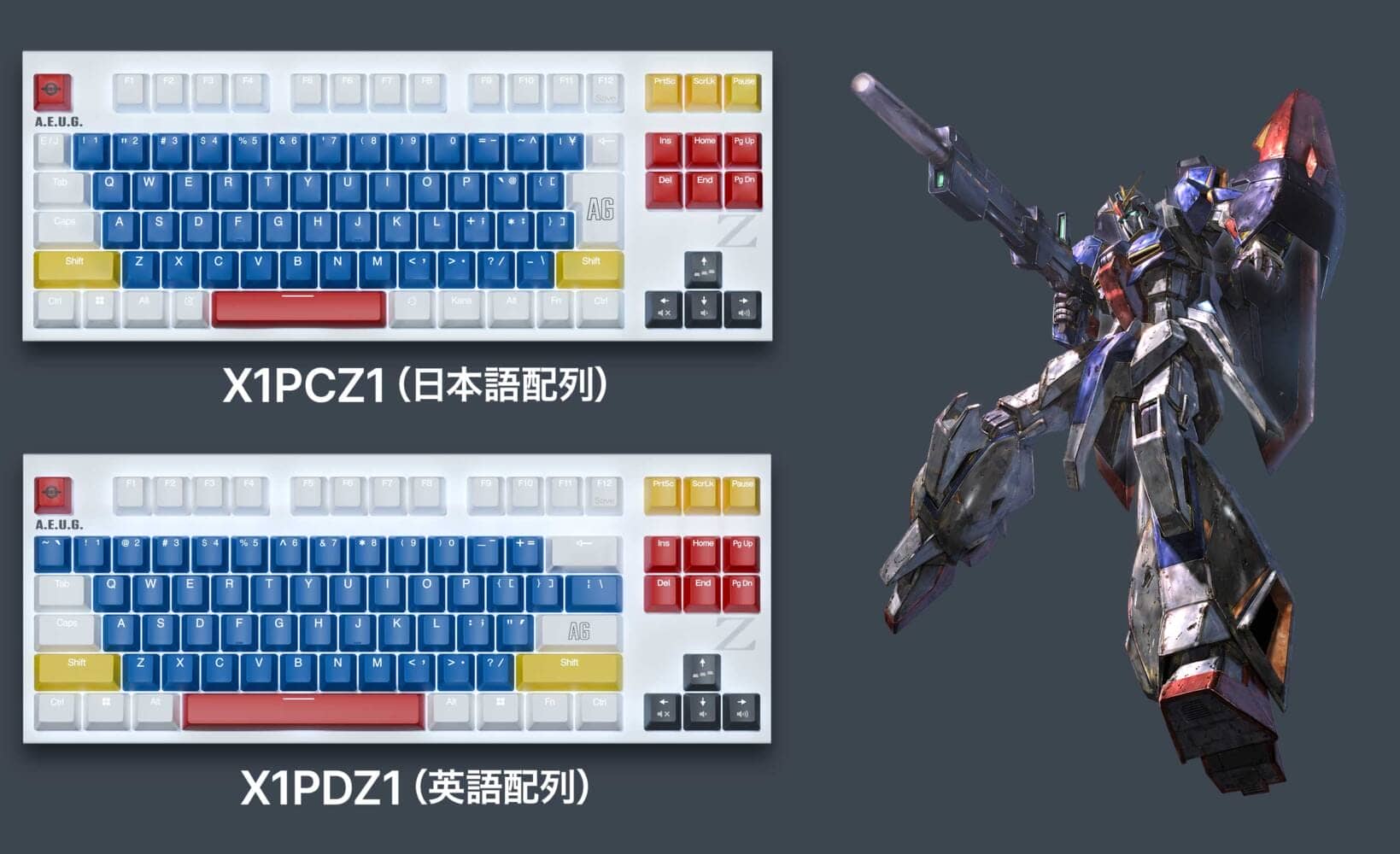 REALFORCE to roll out GX1 Plus Keyboard in collaboration with Gundam series in limited quantities. General sales will begin on March 27. 1 p img X1PCZ1