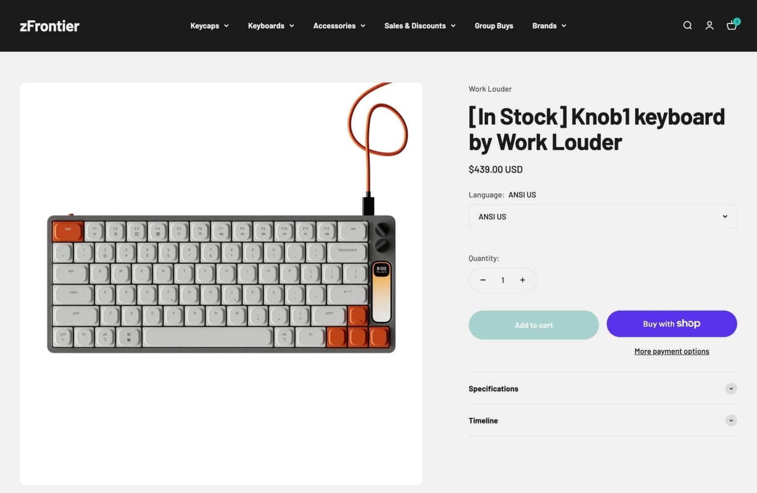 zFrontierでWork Louder「Knob1」の在庫販売を確認。本家では引き続き