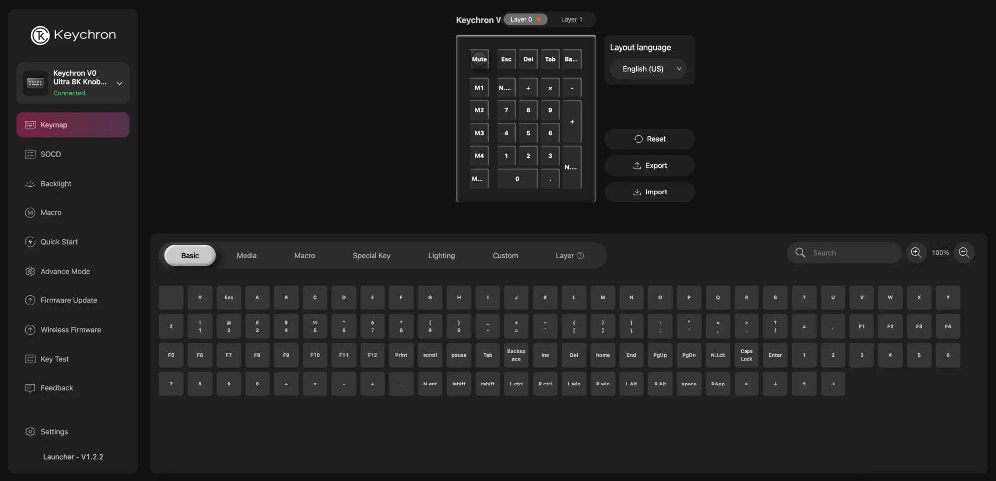 SUPER KOPEK、Keychron V0 Ultra 8Kの販売を開始。8,000Hz対応のワイヤレステンキー 4 V0 Ultra Launcher keymap